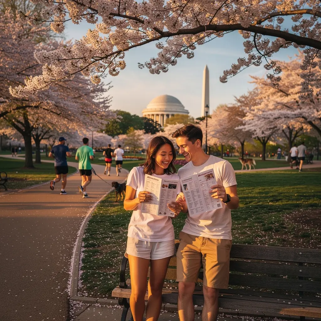 Kolekcja lokalnych pamiątek i przewodników turystycznych na stole.