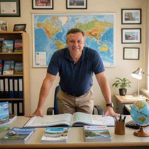 Karta informacyjna z lokalnymi punktami zainteresowania w mieście.